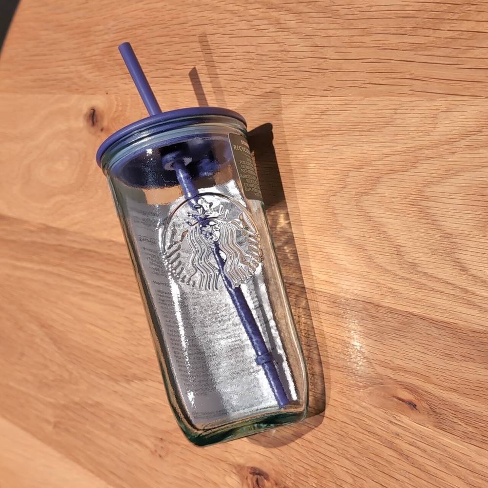 ♻️ Starbucks 2025 Recycled 💜 PURPLE Top Glass Triangle Cold Cup